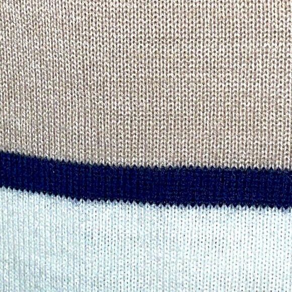 Design History border stripe pleat back 3/4 sleeve beige navy & cream sweater PM - Picture 5 of 9
